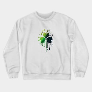 Minimalistic splash design of Saint Patrick's day shamrock leaf Crewneck Sweatshirt